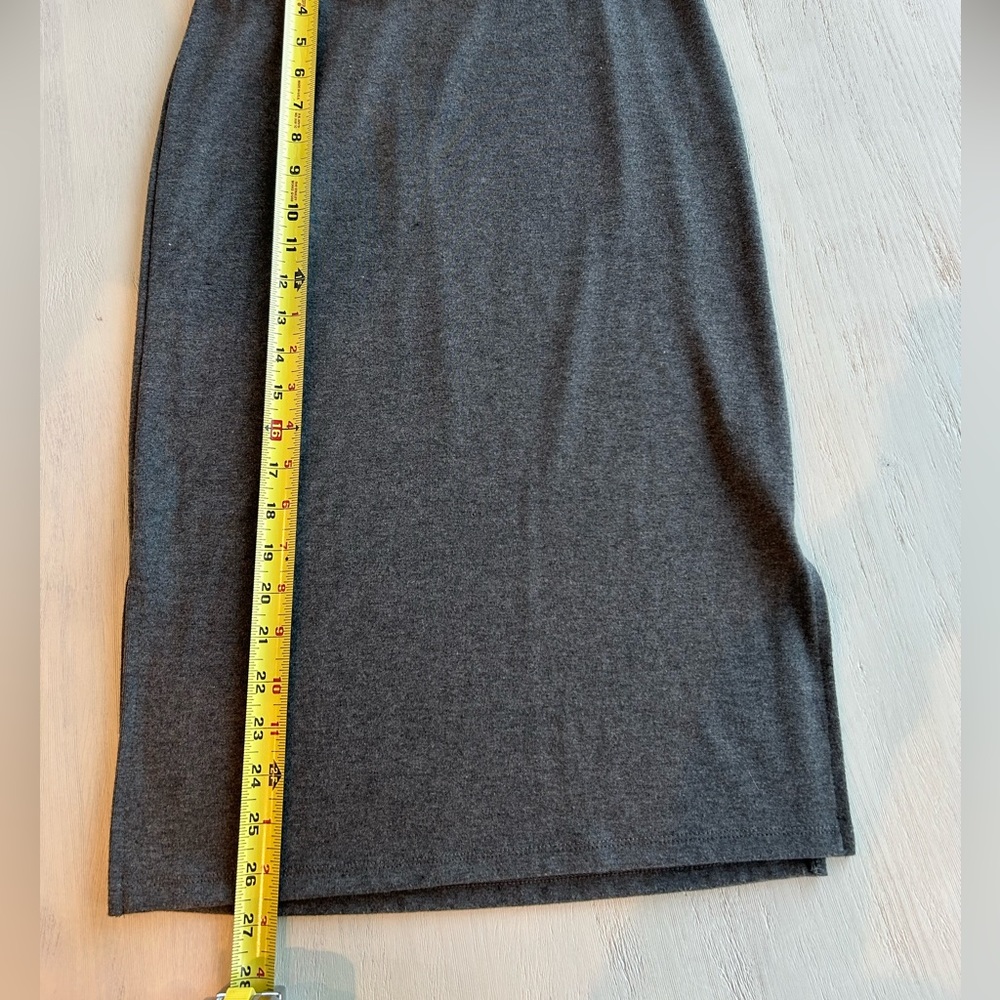 Anthropologie Grey Pencil Skirt XS Pull On Stretch Minimalist Nuetral - Picture 3 of 7